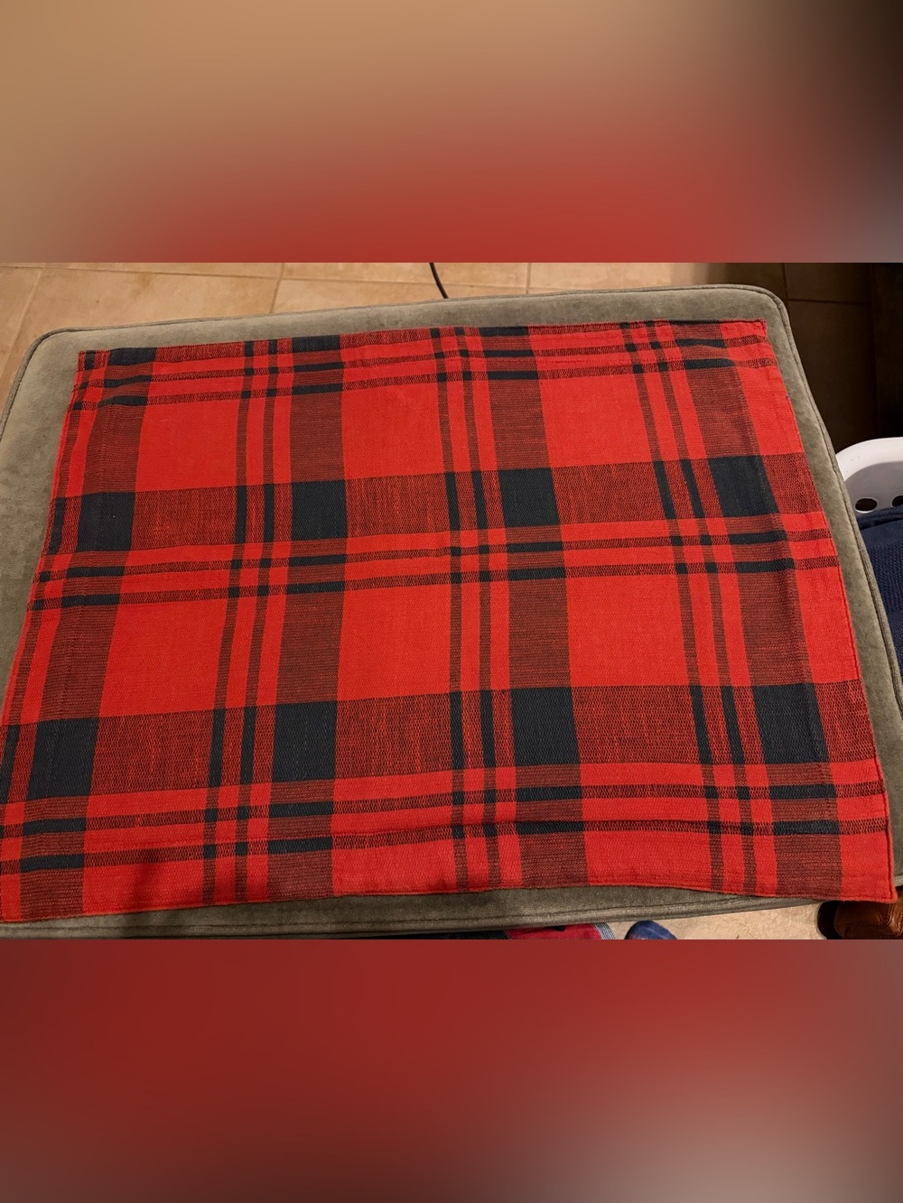 TWO Red & Navy Plaid Ralph Lauren Standard Shams EUC 28”x21”